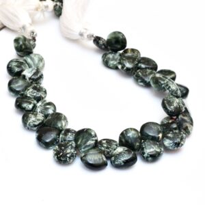 Aaa+ Seraphinite 9mm-10mm Smooth Heart Briolette Beads | 8inch Strand | Natural Seraphinite Semi Precious Gemstone Loose Beads For Jewelry Aaa+ Seraphinite 9mm-10mm Smooth Heart Briolette Beads | 8inch Strand | Natural Seraphinite Semi Precious Gemstone Loose Beads For Jewelry