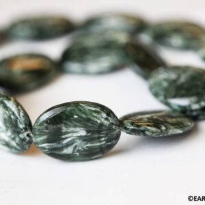 Seraphinite 18x25mm/ 15x20mm Flat Oval Beads 16" Strand