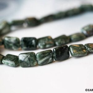 Seraphinite 8x10mm/ 10x14mm Flat Rectangle Beads 16" Strand