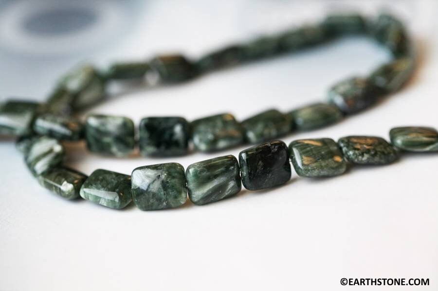 Seraphinite 8x10mm/ 10x14mm Flat Rectangle Beads 16" Strand