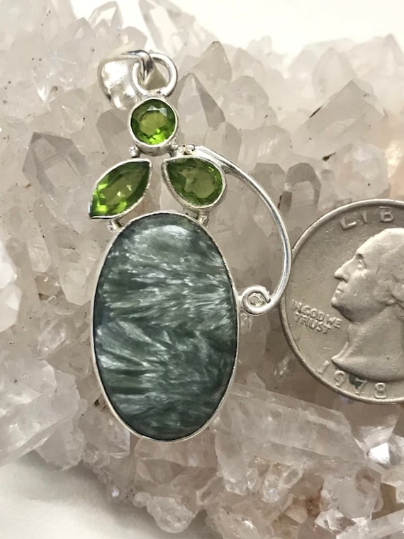 Seraphinite And Crystal Pendant