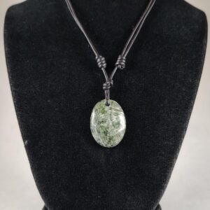 Seraphinite Pendant and Leather Necklace Handmade by Chris Hay