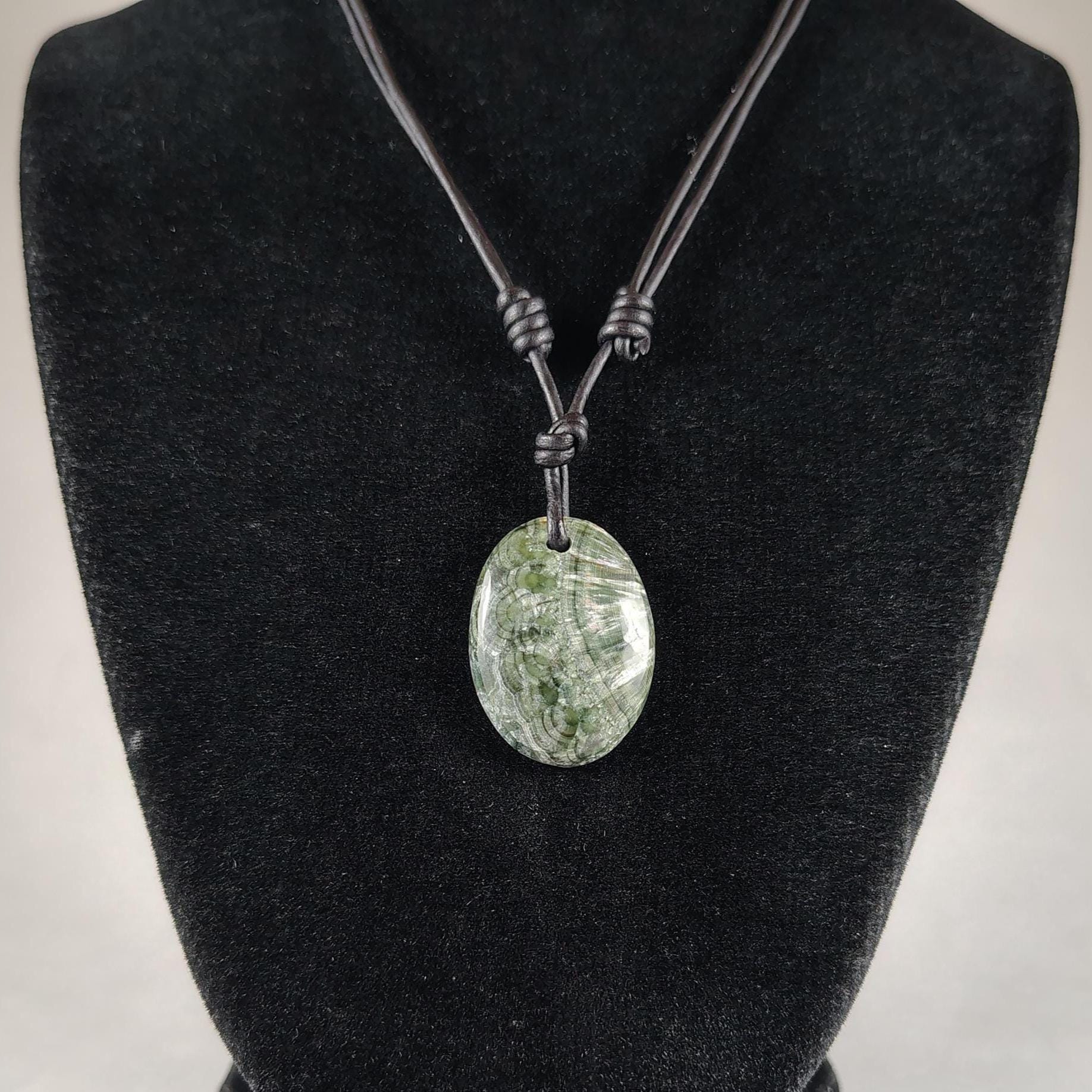 Seraphinite Pendant And Leather Necklace Handmade By Chris Hay