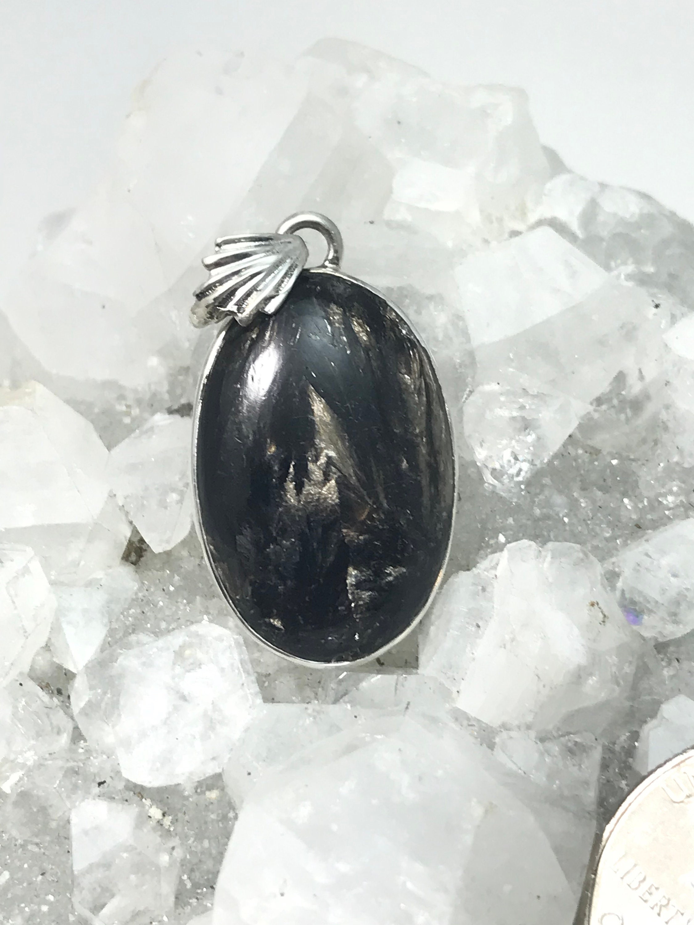 Beautiful Golden Black Seraphinite Pendant