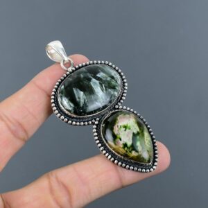 Seraphinite & Chrome Chalcedony Pendant: Handmade Sterling Silver Gemstone Jewelry