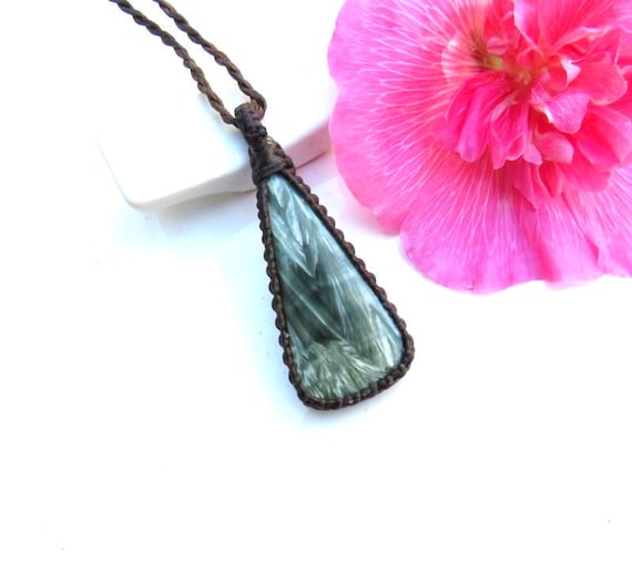 Seraphinite Gemstone Necklace, Seraphinite Pendant Necklace, Etsy Seraphinite, Gift Ideas For Mothers Day, Gifts For Her, Gifts For Him