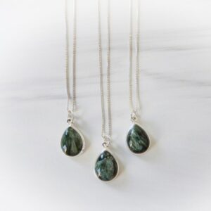 Seraphinite Gemstone Necklace, Genuine Seraphinite, Green Seraphinite , Sterling Seraphinite Pendant, Healing Crystal, Gemstone Appeal, GSA
