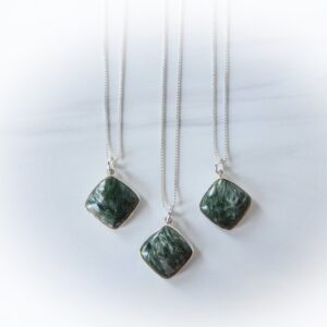 Seraphinite Gemstone Necklace Sterling Silver • Genuine Seraphinite • Green Seraphinite • Sterling Seraphinite Pendant • Healing Crystal