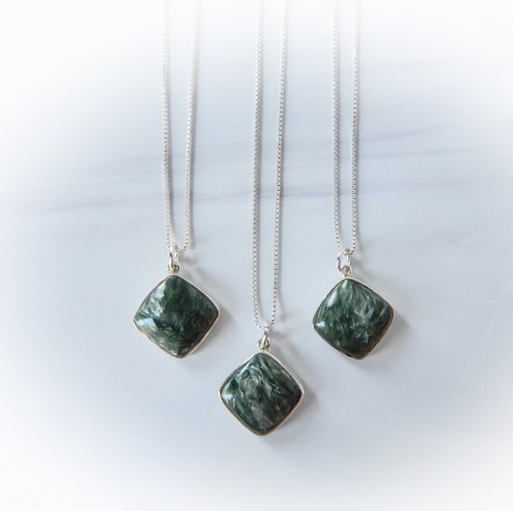 Seraphinite Gemstone Necklace Sterling Silver • Genuine Seraphinite • Green Seraphinite • Sterling Seraphinite Pendant • Healing Crystal Seraphinite Gemstone Necklace Sterling Silver • Genuine Seraphinite • Green Seraphinite • Sterling Seraphinite Pendant • Healing Crystal