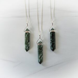 Seraphinite Gemstone Necklace Sterling Silver • Genuine Seraphinite • Seraphinite Point • Sterling Seraphinite Pendant • Healing Crystal