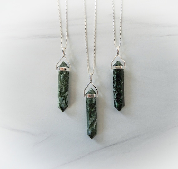 Seraphinite Gemstone Necklace Sterling Silver • Genuine Seraphinite • Seraphinite Point • Sterling Seraphinite Pendant • Healing Crystal Seraphinite Gemstone Necklace Sterling Silver • Genuine Seraphinite • Seraphinite Point • Sterling Seraphinite Pendant • Healing Crystal