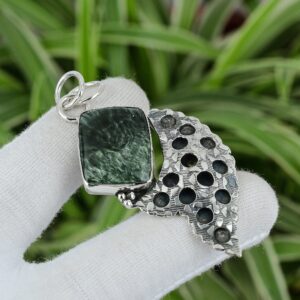 Handmade Seraphinite Pendant: 925 Sterling Silver Gemstone Jewelry