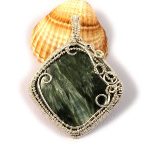 Handmade Sterling Silver Wire Wrapped Seraphinite Pendant