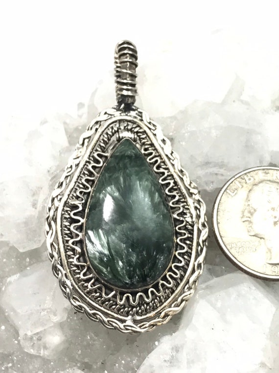Huge Wire Wrapped Seraphinite Pendant