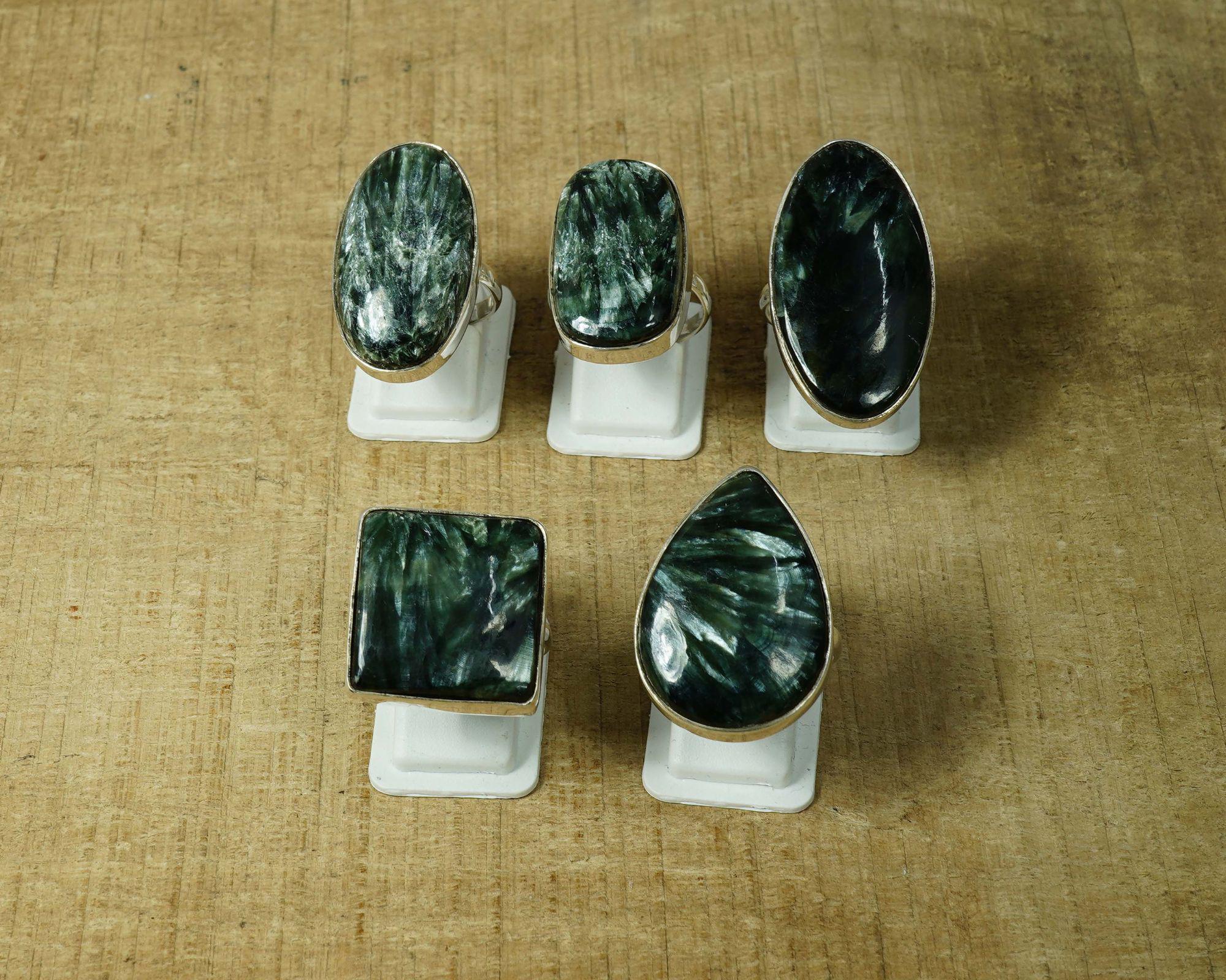 Seraphinite 925 Sterling Silver Ring: Handmade Gemstone Jewelry