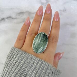 Seraphinite Adjustable Ring / 925 Sterling Silver / Healing Gemstone / Gifts For Her / Oval Cab / Seraphinite Statement Ring / Ser-r-45. Seraphinite Adjustable Ring / 925 Sterling Silver / Healing Gemstone / Gifts For Her / Oval Cab / Seraphinite Statement Ring / Ser-r-45.