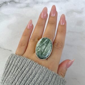 Seraphinite Adjustable Ring / 925 Sterling Silver / Healing Gemstone / Gifts For Her / Oval Cab / Seraphinite Statement Ring / Ser-r-38. Seraphinite Adjustable Ring / 925 Sterling Silver / Healing Gemstone / Gifts For Her / Oval Cab / Seraphinite Statement Ring / Ser-r-38.