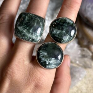 Adjustable Seraphinite .925 Sterling Silver Ring