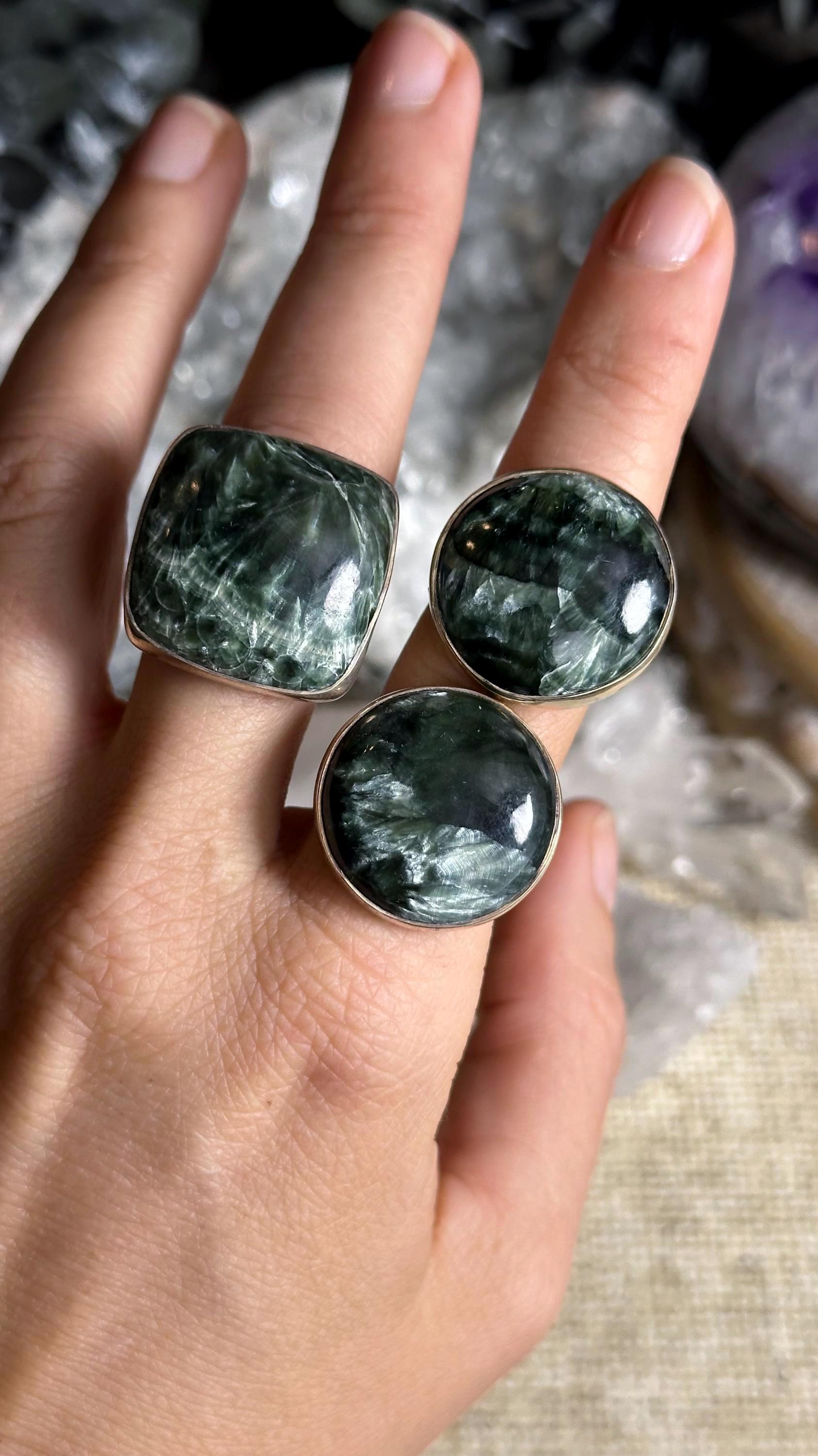 Adjustable Seraphinite .925 Sterling Silver Ring Adjustable Seraphinite .925 Sterling Silver Ring