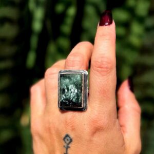 Seraphinite Ring (all Sizes) - In Sterling Silver - For Raising Kundalini Energy & Vitality - Self Empowerment - Seraphinite Crystal