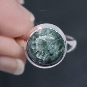 Angel Wings - Seraphinite Sterling Silver Ring - Size 9.5