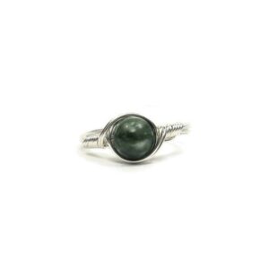 Seraphinite Green Custom Sized .999 Fine Silver Wire Wrapped Ring Seraphinite Green Custom Sized .999 Fine Silver Wire Wrapped Ring