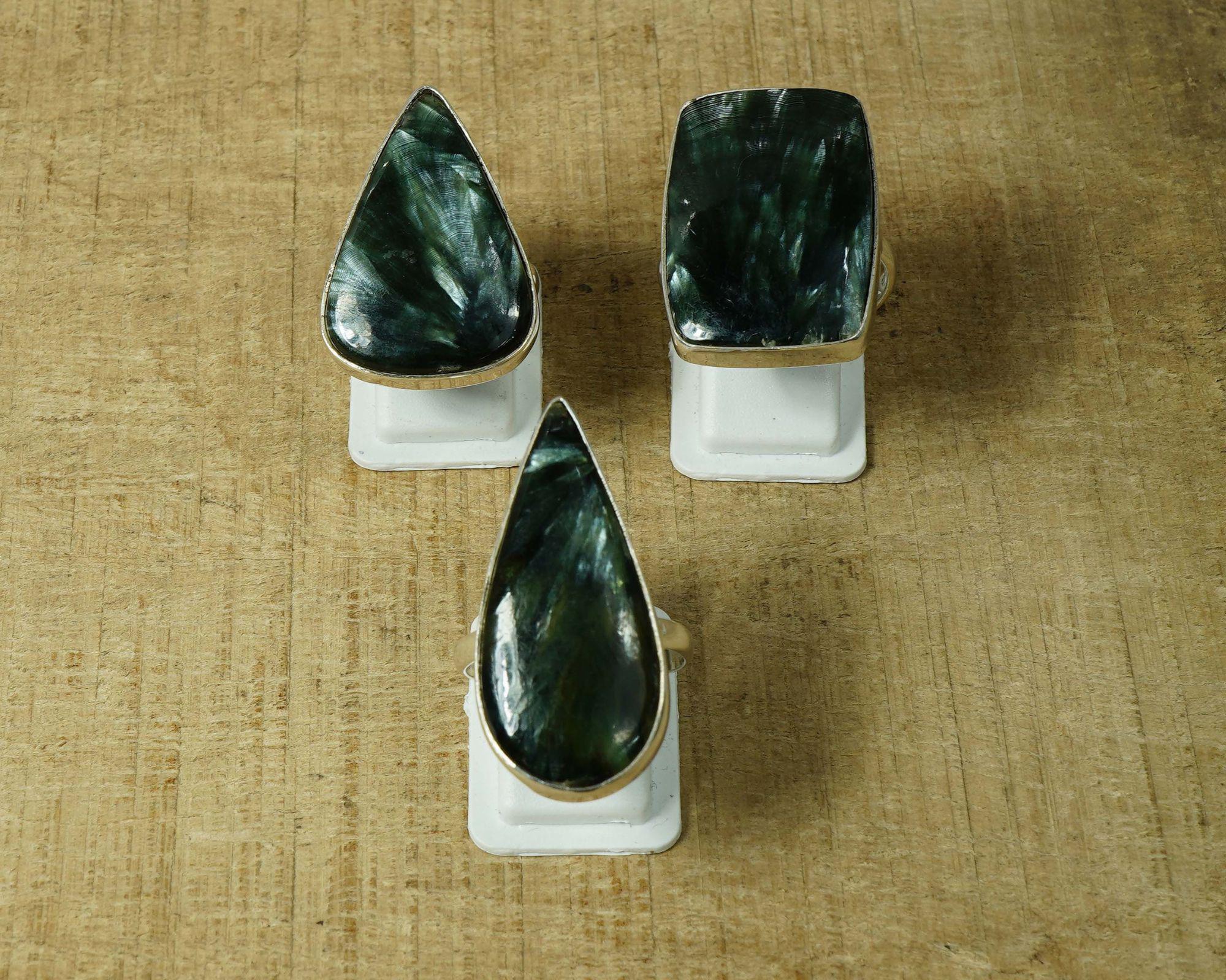 Handmade Seraphinite Ring: 925 Sterling Silver Gemstone Jewelry