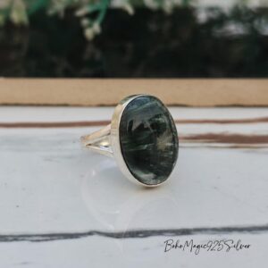 Handmade Seraphinite Sterling Silver Ring: Gemstone Statement Jewelry Handmade Seraphinite Sterling Silver Ring: Gemstone Statement Jewelry