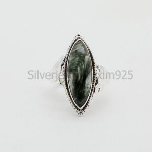 Handmade Seraphinite Ring: Sterling Silver Boho Women's Ring Handmade Seraphinite Ring: Sterling Silver Boho Women's Ring