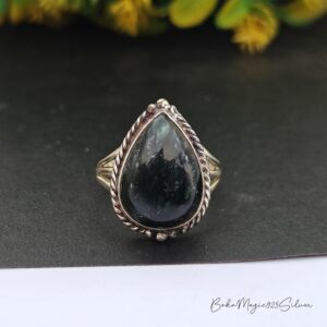 Handmade Teardrop Seraphinite 925 Sterling Silver Ring