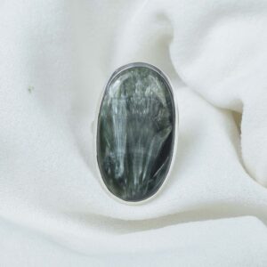 Seraphinite Ring, Oval Gemstone, 925 Sterling Silver, Handmade Seraphinite Ring, Oval Gemstone, 925 Sterling Silver, Handmade