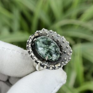 Seraphinite Ring: Oval Gemstone, Sterling Silver, Size 7.25 Seraphinite Ring: Oval Gemstone, Sterling Silver, Size 7.25