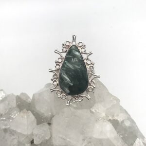 Silver Plated Seraphinite Ring, Size 7 1/2 Silver Plated Seraphinite Ring, Size 7 1/2