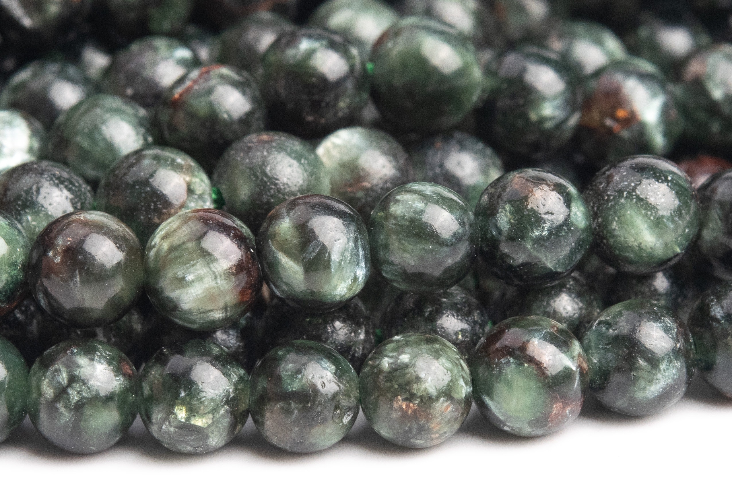 Genuine Natural Seraphinite Gemstone Beads 4-5mm Green Round A+ Quality Loose Beads (120189)
