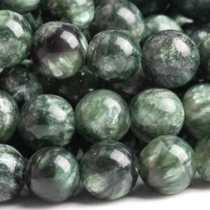 Genuine Natural Seraphinite Gemstone Beads 4MM Ink green Round AAA Quality Loose Beads (112936)