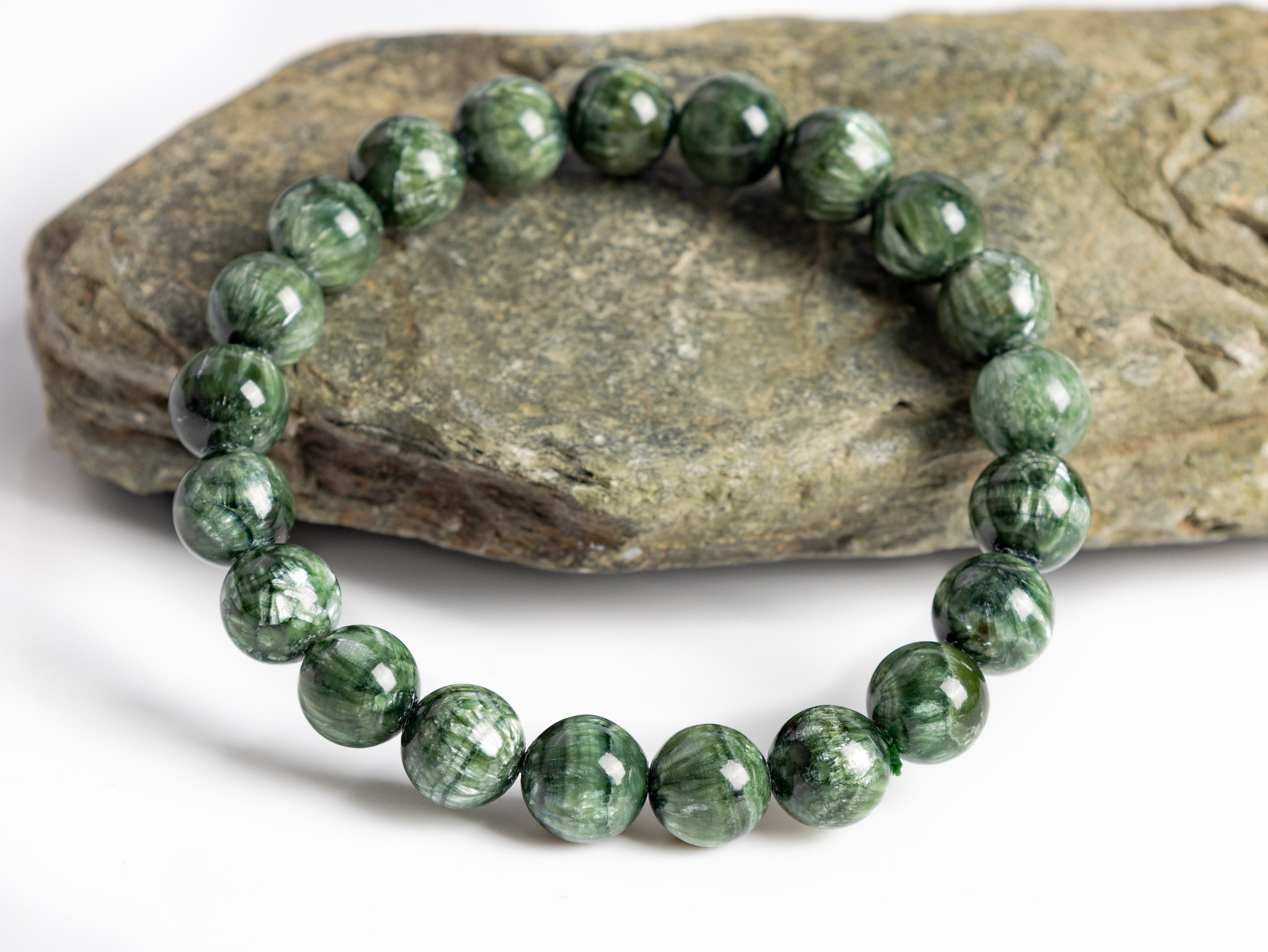 Aaa Genuine Natural Green Seraphinite Bracelet Round Loose Beads 6mm 8mm 10mm 12mm 14mm 15mm