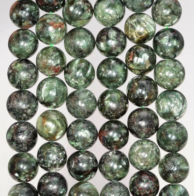 Genuine Russian Seraphinite Clinochlore Gemstone Deep Grade A Round 4mm 5mm 6mm 7mm Loose Beads 7.5 Inch Half Strand (a273)