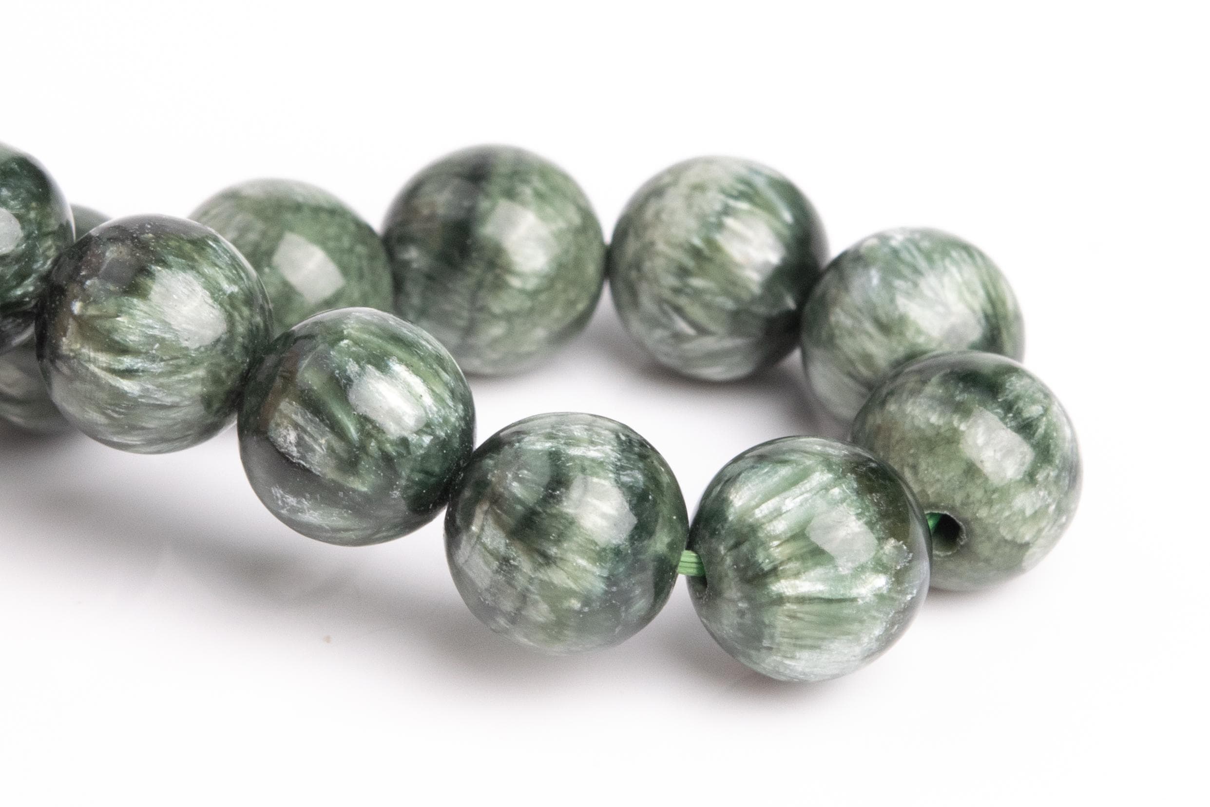 Green Seraphinite Beads Genuine Natural Round Gemstone Beads