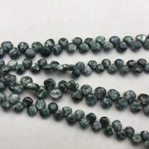 Bead Seraphinite Green plain heart shape 7-8mm 8" each Bead Seraphinite Green plain heart shape 7-8mm 8" each