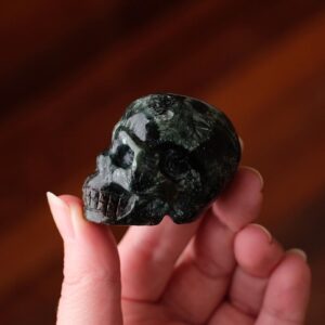 Seraphinite Crystal Skull , Rare Skull Carving , Polished Seraphinite Skull Crystal Carving Seraphinite Crystal Skull , Rare Skull Carving , Polished Seraphinite Skull Crystal Carving