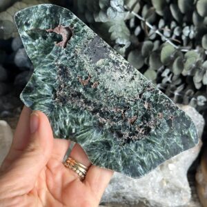 Seraphinite Half Polished Slab, Charging Plate Seraphinite Half Polished Slab, Charging Plate