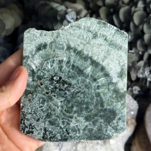 Seraphinite Half Polished Slab, Charging Plate Seraphinite Half Polished Slab, Charging Plate