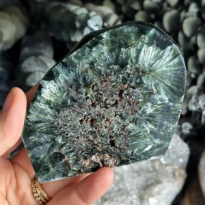 Seraphinite Half Polished Slab, Charging Plate Seraphinite Half Polished Slab, Charging Plate