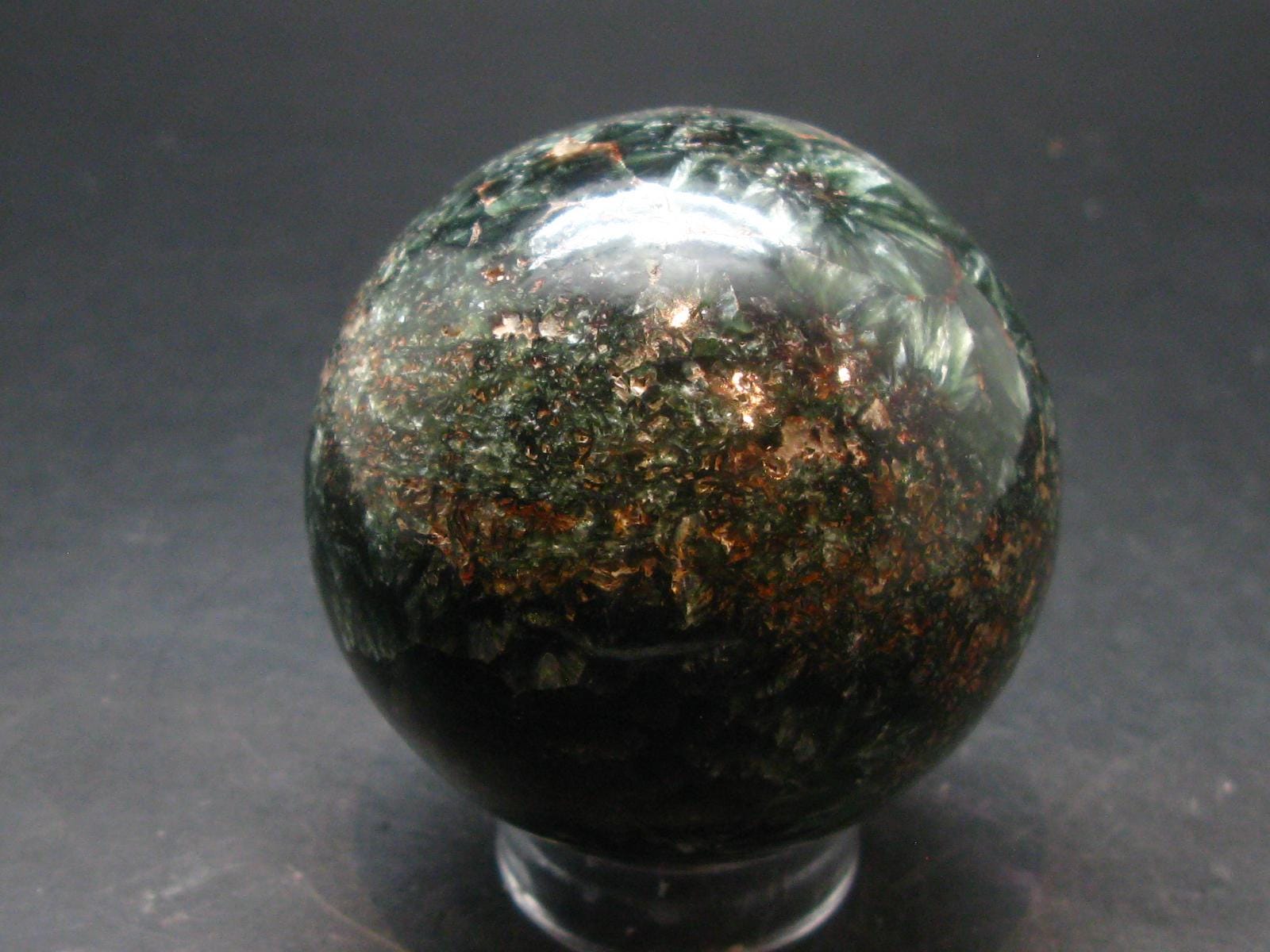 Nice Polished Seraphinite Clinochlore Sphere From Russia - 2.3"