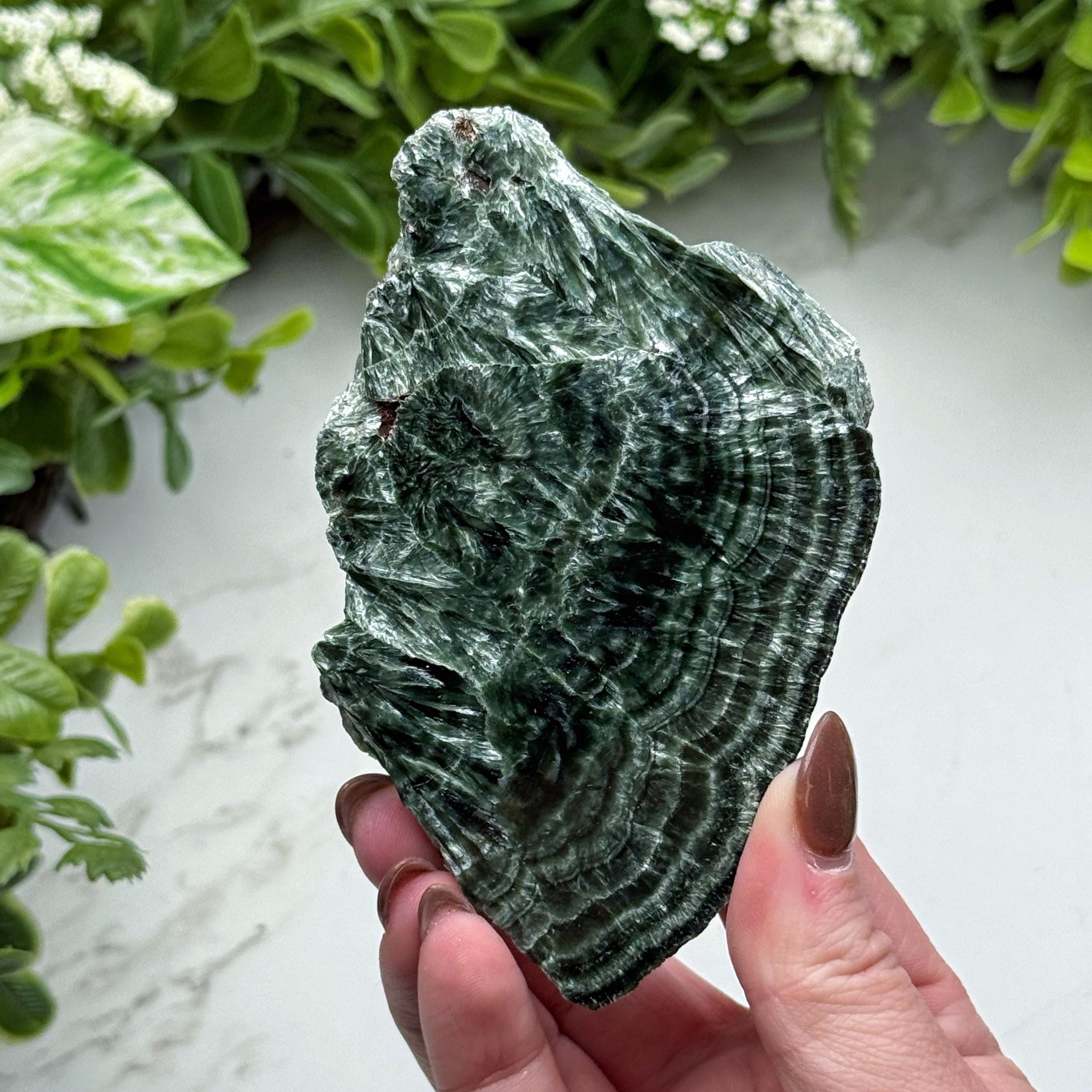 Seraphinite Slab | 108g | - #10 (polished Green Crystal Chunk, Healing Stone, Heart Chakra, Compassion)