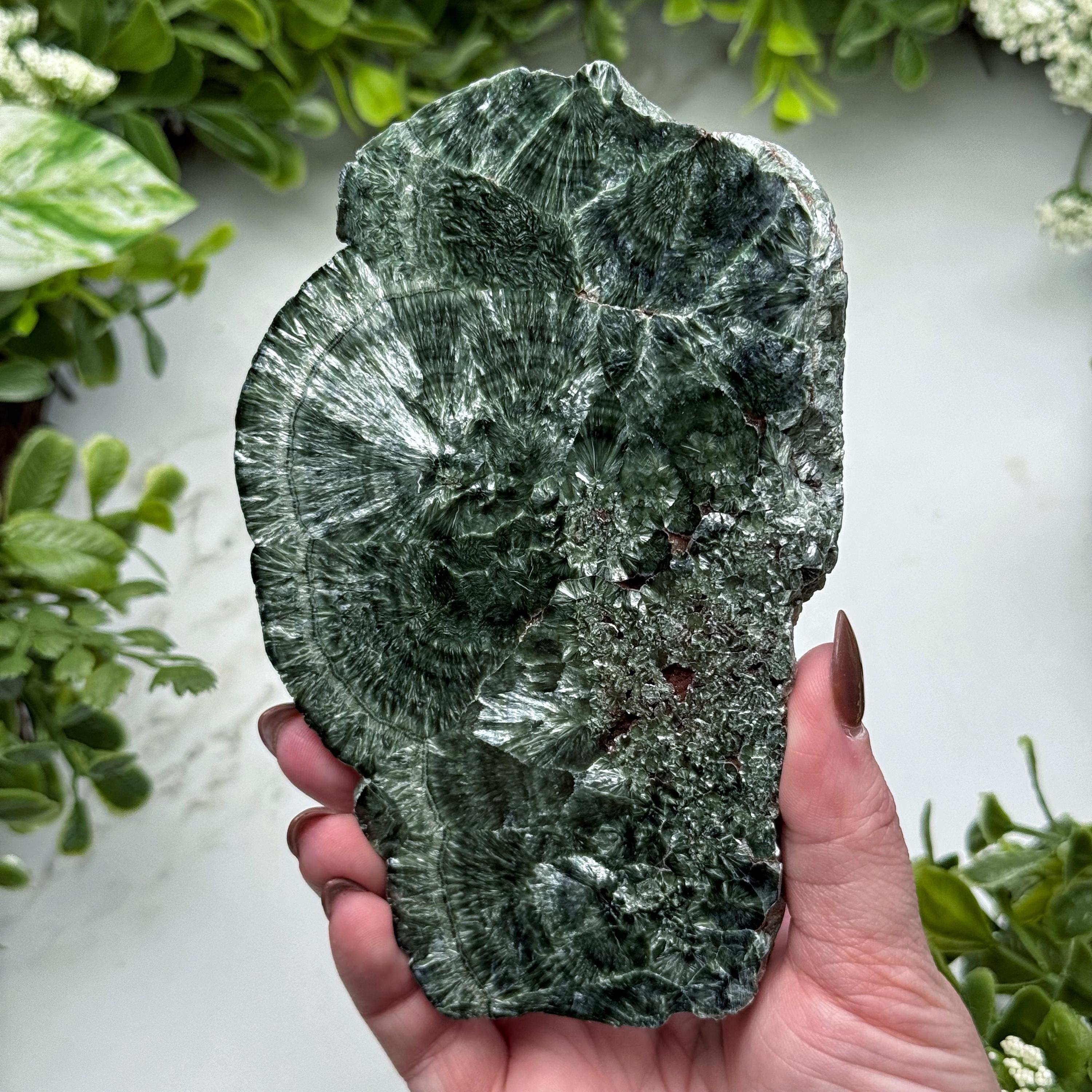 Seraphinite Slab , 226g , - #1 (polished Green Crystal Chunk, Healing Stone, Heart Chakra, Compassion)