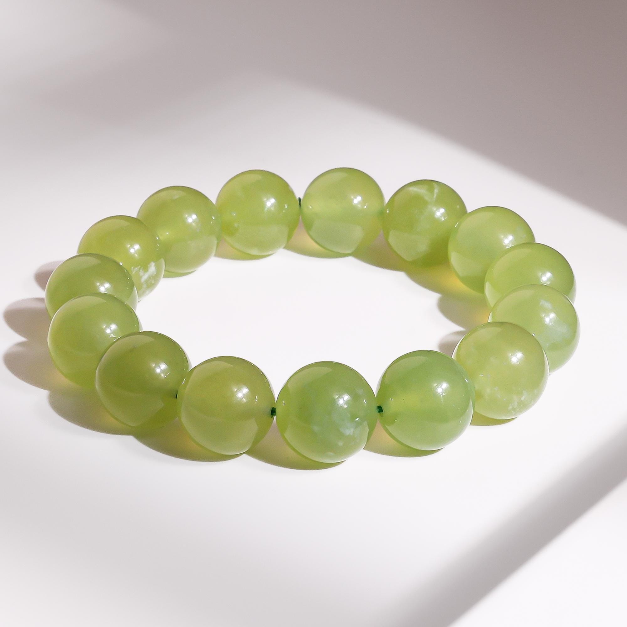 15mm Genuine Natural Serpentine Jade Green Round Big Size Beads Gemstone Bracelet For Man And Woman
