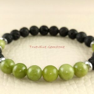 Serpentine and Black Lava Bracelet - Beaded Adjustable Bracelets for Healing, Reiki & Mindfulness Serpentine and Black Lava Bracelet - Beaded Adjustable Bracelets for Healing, Reiki & Mindfulness