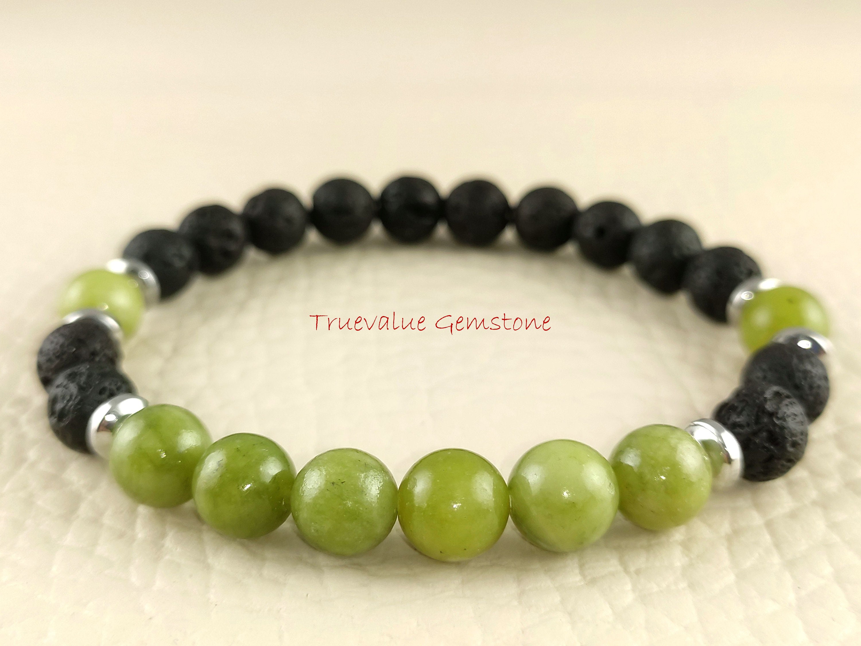 Serpentine And Black Lava Bracelet - Beaded Adjustable Bracelets For Healing, Reiki & Mindfulness Serpentine And Black Lava Bracelet - Beaded Adjustable Bracelets For Healing, Reiki & Mindfulness