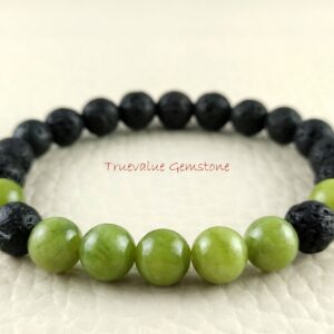 Serpentine & Black Lava Bracelet: Chakra Healing, Aromatherapy Diffuser Serpentine & Black Lava Bracelet: Chakra Healing, Aromatherapy Diffuser